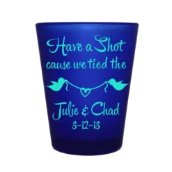 Discount ???? BarMan CUSTOMIZABLE - 1.5oz Blue Frosted Shot Glass - Bird Knot ✨