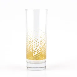 Outlet ???? BarMan BarConic® Collins Glass - Gold Geometric Pattern - 9.5 Ounce ????