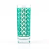 Outlet ⌛ BarMan BarConic® Collins Glass - Dark Green Retro Leaves Pattern - 9.5 Ounce ????