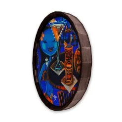 Best Pirce ⌛ BarMan Blue Hula Wood Barrel Top Sign/Clock ???? -BarMan - shop BarrelTop SideAngledView BT KC BARR CB HULA 700x700