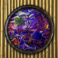 Flash Sale ❤️ BarMan Tiki Drink Wood Barrel Top Sign/Clock ???? -BarMan - shop BarrelTop StraightFlatView BT KC BARR CB DRNK 700x700