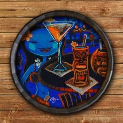 Best Pirce ⌛ BarMan Blue Hula Wood Barrel Top Sign/Clock ???? -BarMan - shop BarrelTop StraightFlatView BT KC BARR CB HULA 700x700