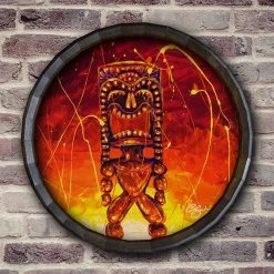 New ⌛ BarMan Tiki Hot Lava Wood Barrel Top Sign/Clock ???? -BarMan - shop BarrelTop StraightFlatView BT KC BARR CB LAVA 700x700