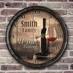 Cheap ???? BarMan Custom Wood Barrel Top Clock – Free Wine Tasting ???? -BarMan - shop BarrelTop StraightFlatView LG BARR CLOCK FREE WINE 700x700