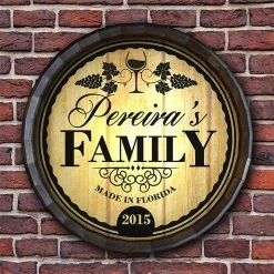 Best Sale ???? BarMan Custom Wood Barrel Top Sign – Family ???? -BarMan - shop BarrelTop StraightFlatView LG BT KC BARR SIGN FAMILY 700x700