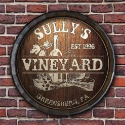 Budget ???? BarMan Custom Wood Barrel Top Sign – Vineyard ⭐ -BarMan - shop BarrelTop StraightFlatView LG BT KC BARR SIGN VINE 700x700