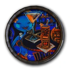 Best Pirce ⌛ BarMan Blue Hula Wood Barrel Top Sign/Clock ???? -BarMan - shop BarrelTop StraightFlatView 0003 BT KC BARR CB HULAwithClock 700x700