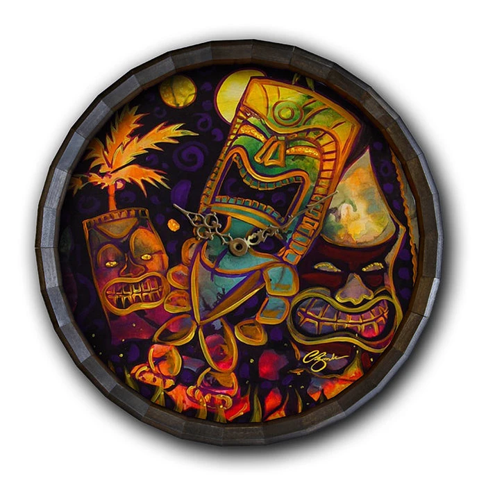 Coupon ⭐ BarMan Tiki Fire Night Wood Barrel Top Sign/Clock ???? 2 Coupon ⭐ BarMan Tiki Fire Night Wood Barrel Top Sign/Clock ???? - Image 2