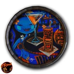 Best Pirce ⌛ BarMan Blue Hula Wood Barrel Top Sign/Clock ????