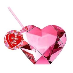 Brand new ???? BarMan Pink Heart Shaped Novelty Cup W/Lid & Straw - 20 Oz. ????