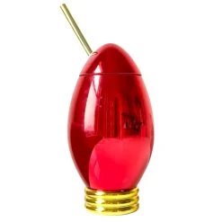 Best Sale ???? BarMan Red ???? Christmas Light Bulb Novelty Cup W/Lid & Straw - 24 Oz. ❤️