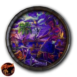 Flash Sale ❤️ BarMan Tiki Drink Wood Barrel Top Sign/Clock ????