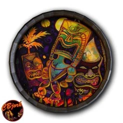 Coupon ⭐ BarMan Tiki Fire Night Wood Barrel Top Sign/Clock ????