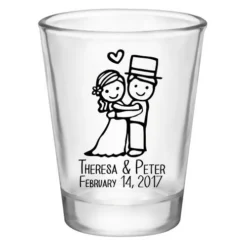 Budget ???? BarMan CUSTOMIZABLE - 1.75oz Clear Shot Glass - Cute Bride And Groom ⭐