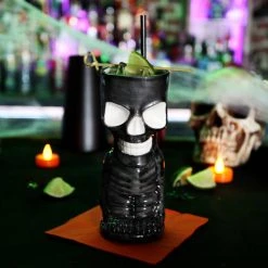 Hot Sale ???? BarMan BarConic® Tiki Drinkware - Skeleton - 10 Ounce ⭐ -BarMan - shop ceramic skeleton tiki mug glass on bar 700x700