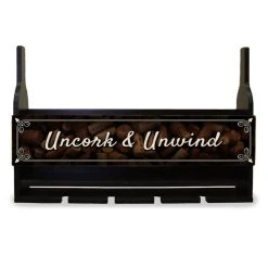 Best deal ???? BarMan Wall Mounted Wine Bottle & Glass Hanging Shelf W/ Uncork & Unwind Plaque ????