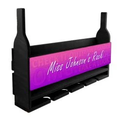 Outlet ???? BarMan CUSTOMIZABLE Wall Mounted Wine Bottle & Glass Hanging Shelf W/ Fun Pink Plaque ???? -BarMan - shop customizable mounted wine glass hanging shelf side miss white bg 800x800 700x700