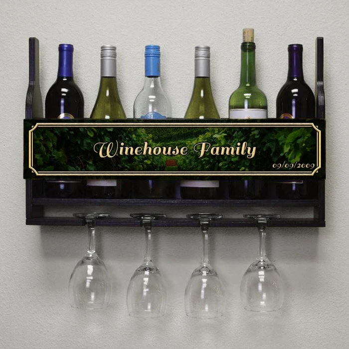 Flash Sale ✨ BarMan CUSTOMIZABLE Wall Mounted Wine Bottle & Glass Hanging Shelf W/ Painted Vineyard Plaque ✔️ 2 Flash Sale ✨ BarMan CUSTOMIZABLE Wall Mounted Wine Bottle & Glass Hanging Shelf W/ Painted Vineyard Plaque ✔️ - Image 2