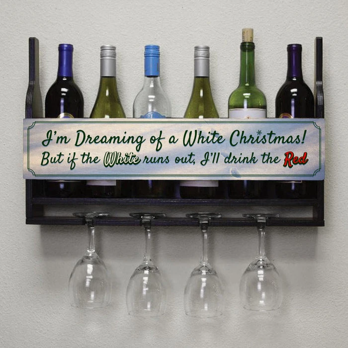 Discount ???? BarMan Wall Mounted Wine Bottle & Glass Hanging Shelf W/ White ???? Christmas Plaque ???? 2 Discount ???? BarMan Wall Mounted Wine Bottle & Glass Hanging Shelf W/ White ???? Christmas Plaque ???? - Image 2