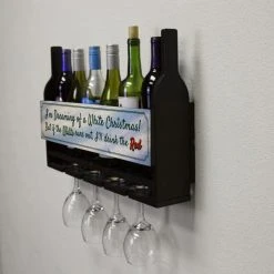 Discount ???? BarMan Wall Mounted Wine Bottle & Glass Hanging Shelf W/ White ???? Christmas Plaque ???? 8 Discount ???? BarMan Wall Mounted Wine Bottle & Glass Hanging Shelf W/ White ???? Christmas Plaque ???? -BarMan - shop customizable wall wine glass hanging shelf bottles glasses side xmas 700x700