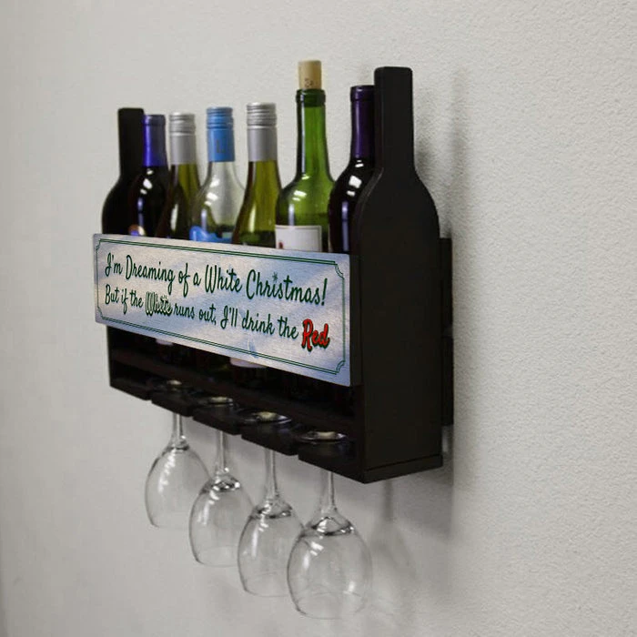 Discount ???? BarMan Wall Mounted Wine Bottle & Glass Hanging Shelf W/ White ???? Christmas Plaque ???? 4 Discount ???? BarMan Wall Mounted Wine Bottle & Glass Hanging Shelf W/ White ???? Christmas Plaque ???? - Image 4