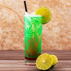 Cheap ✔️ BarMan BarConic® Collins Glass- Tropical Leaves Pattern - 9.5 Ounce ???? -BarMan - shop green leaf collins scene 2 700x700