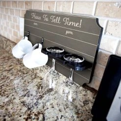 Best Pirce ✨ BarMan "How To Tell Time" Coffee Mug And Wine Glass Holder - Painted Background (Multiple Color Options) ???? -BarMan - shop how to tell time coffee tea wine cup holder sign rack painted gray 700x700