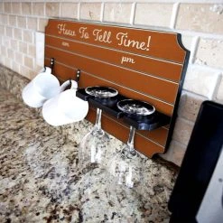 Best Pirce ✨ BarMan "How To Tell Time" Coffee Mug And Wine Glass Holder - Painted Background (Multiple Color Options) ???? -BarMan - shop how to tell time coffee tea wine cup holder sign rack painted orange 700x700