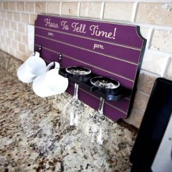 Best Pirce ✨ BarMan "How To Tell Time" Coffee Mug And Wine Glass Holder - Painted Background (Multiple Color Options) ???? -BarMan - shop how to tell time coffee tea wine cup holder sign rack painted purple 700x700