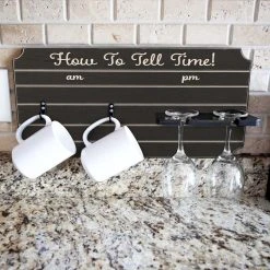 Best Pirce ✨ BarMan "How To Tell Time" Coffee Mug And Wine Glass Holder - Painted Background (Multiple Color Options) ????