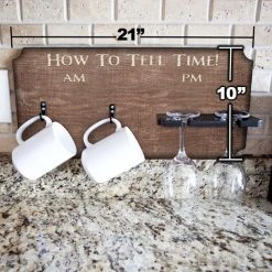 Promo ???? BarMan "How To Tell Time" Coffee Mug And Wine Glass Holder - Rustic Background (Hardware Included) ???? -BarMan - shop how to tell time mug wine glass holder sign rack rustic size dimensions ff86da0c 98a0 4427 bf99 9be61fa0d6a1 700x700