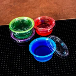 Flash Sale ???? BarMan Jello Shot Cups W/Lids - Multi Color - 2 Ounce - 50 Pack ⭐ -BarMan - shop jello shot cups scene2 700x700