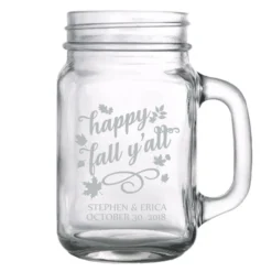 Hot Sale ???? BarMan CUSTOMIZABLE - 16oz Mason Jar With Handle - Happy Fall Y'all ✨