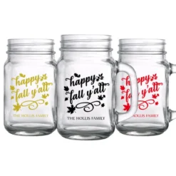 Hot Sale ???? BarMan CUSTOMIZABLE - 16oz Mason Jar With Handle - Happy Fall Y'all ✨ -BarMan - shop lg gw m16 fall ayn custom fall yall mason jar 3 700x700