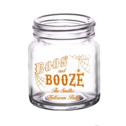 New ⌛ BarMan CUSTOMIZABLE - 2oz Clear Mini Mason Jar Shot Glass - Boos & Booze ✔️ -BarMan - shop lg gw mm boos ayn halloween boos booze custom mason jar 3 700x700