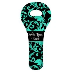 New ???? BarMan ADD YOUR NAME Wine Totes - Floral Pattern - Several Design Options ???? -BarMan - shop lg wt 67 floral custom floral pattern wine totes teal 2 700x700