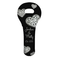 Deals ???? BarMan ADD YOUR NAME Wine Totes - Heart Pattern - Several Color Options ✔️ -BarMan - shop lg wt 67 hearts add your name custom wine bottle tote black 700x700