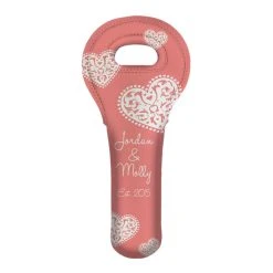 Deals ???? BarMan ADD YOUR NAME Wine Totes - Heart Pattern - Several Color Options ✔️ -BarMan - shop lg wt 67 hearts add your name custom wine bottle tote coral 700x700