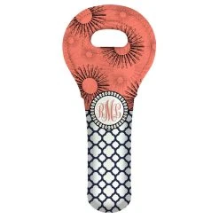 Best deal ???? BarMan CUSTOMIZABLE Wine Tote - Monogram Design - Pink Sunburst // Lattice Pattern ✨