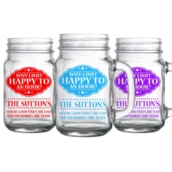 Hot Sale ???? BarMan CUSTOMIZABLE - 16oz Mason Jar With Handle - Happy Hour ???? -BarMan - shop mason jars 16oz happy web 5 700x700