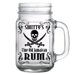 Budget ???? BarMan CUSTOMIZABLE - 16oz Mason Jar With Handle - Rum ????