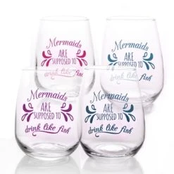 Wholesale ???? BarMan Mermaids Are Supposed To Drink Like Fish Stemless Wine Glasses ✔️