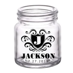 Wholesale ???? BarMan CUSTOMIZABLE - 2oz Clear Mini Mason Jar Shot Glass - Crest (Version 3) ????