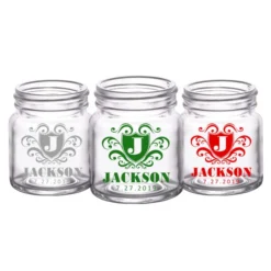 Wholesale ???? BarMan CUSTOMIZABLE - 2oz Clear Mini Mason Jar Shot Glass - Crest (Version 3) ???? -BarMan - shop mini mason crest 2 web trio 700x700
