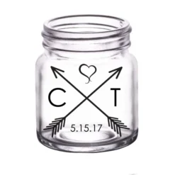 Promo ???? BarMan CUSTOMIZABLE - 2oz Clear Mini Mason Jar Shot Glass - Arrow ✨