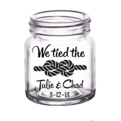 Deals ???? BarMan CUSTOMIZABLE - 2oz Clear Mini Mason Jar Shot Glass - Tied The Knot ????