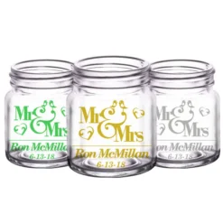 Flash Sale ???? BarMan CUSTOMIZABLE - 2oz Clear Mini Mason Jar Shot Glass - Mr. And Mrs. ???? -BarMan - shop mini mason jar mr mrs web 5 700x700