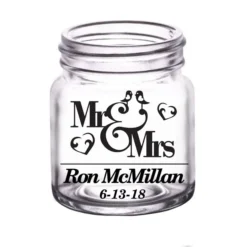 Flash Sale ???? BarMan CUSTOMIZABLE - 2oz Clear Mini Mason Jar Shot Glass - Mr. And Mrs. ????