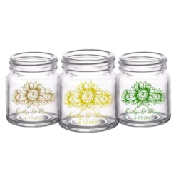Brand new ???? BarMan CUSTOMIZABLE - 2oz Clear Mini Mason Jar Shot Glass - Sunflower ???? -BarMan - shop mini mason sunflower web trio 700x700