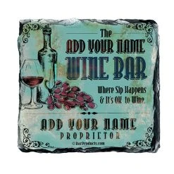 Buy ???? BarMan CUSTOMIZABLE Rock Slate Coaster - Wine Bar Themed ???? -BarMan - shop slate coaster wine bar web blu 700x700
